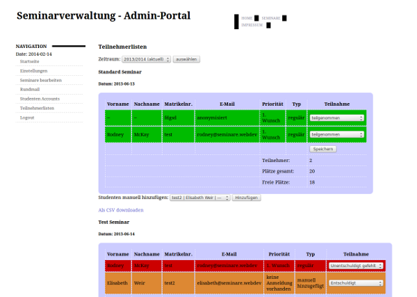 screenshot seminar application
